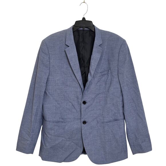 H&M Skinny Fit Single Breasted Sports Coat Blazer Blue Melange Size 44R - Picture 1 of 11
